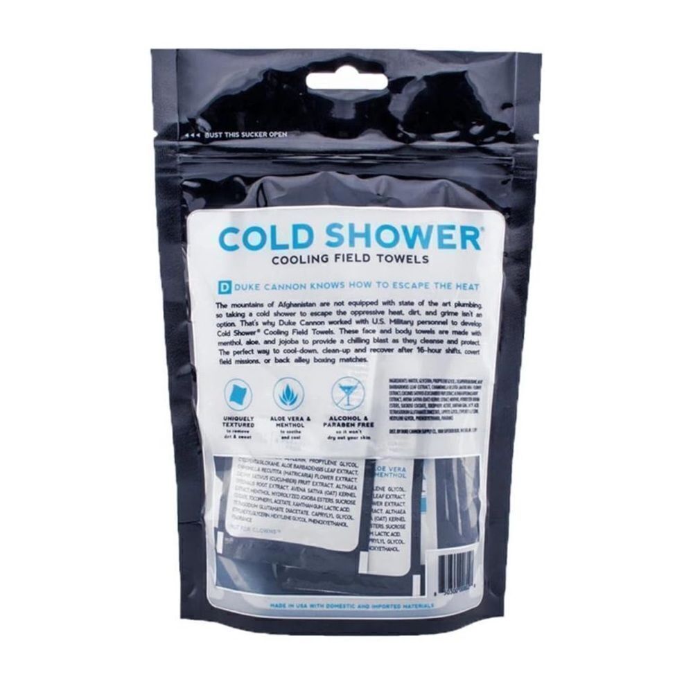 Duke Cannon Cold Shower Face & Body Wipes Cooling D1 - Picture 2 of 4